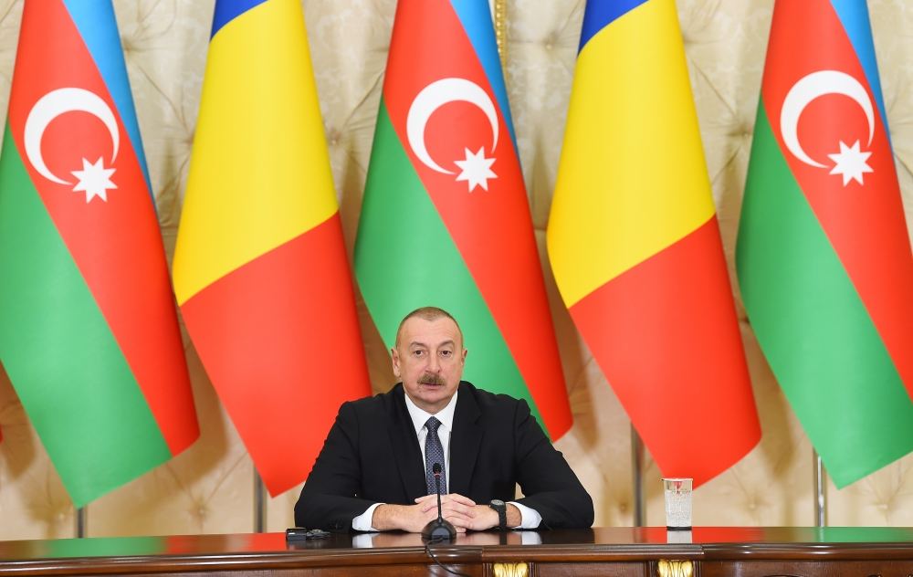 Azərbaycan və Rumıniya prezidentləri mətbuata bəyanatlarla çıxış ediblər (FOTO/VİDEO) (YENİLƏNİB)