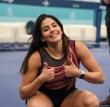 Milli Gimnastika Arenasında batut gimnastikası üzrə Dünya Kuboku iştirakçılarının podium məşqləri keçirilir (FOTOREPORTAJ)