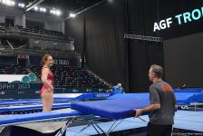 Milli Gimnastika Arenasında batut gimnastikası üzrə Dünya Kuboku iştirakçılarının podium məşqləri keçirilir (FOTOREPORTAJ)