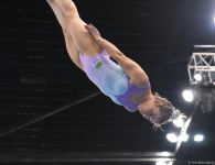Milli Gimnastika Arenasında batut gimnastikası üzrə Dünya Kuboku iştirakçılarının podium məşqləri keçirilir (FOTOREPORTAJ)