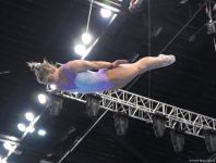 Milli Gimnastika Arenasında batut gimnastikası üzrə Dünya Kuboku iştirakçılarının podium məşqləri keçirilir (FOTOREPORTAJ)