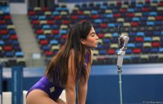 Milli Gimnastika Arenasında batut gimnastikası üzrə Dünya Kuboku iştirakçılarının podium məşqləri keçirilir (FOTOREPORTAJ)