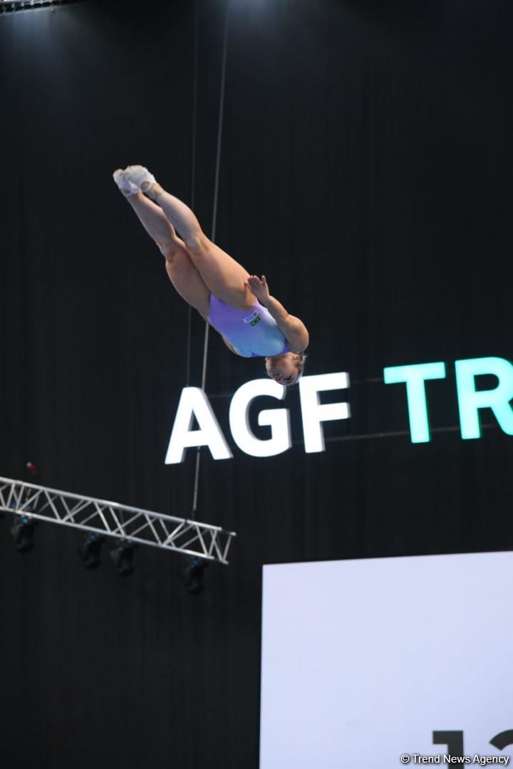 Milli Gimnastika Arenasında batut gimnastikası üzrə Dünya Kuboku iştirakçılarının podium məşqləri keçirilir (FOTOREPORTAJ)