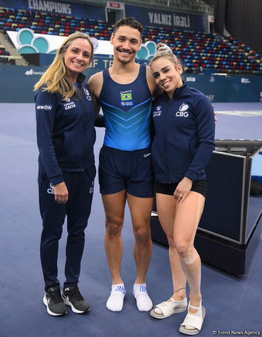 Milli Gimnastika Arenasında batut gimnastikası üzrə Dünya Kuboku iştirakçılarının podium məşqləri keçirilir (FOTOREPORTAJ)