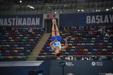 Qazaxıstanlı gimnast Bakıda keçirilən FIG Dünya Kubokunda sərbəst hərəkətlər üzrə qızıl medal qazanıb (FOTO)