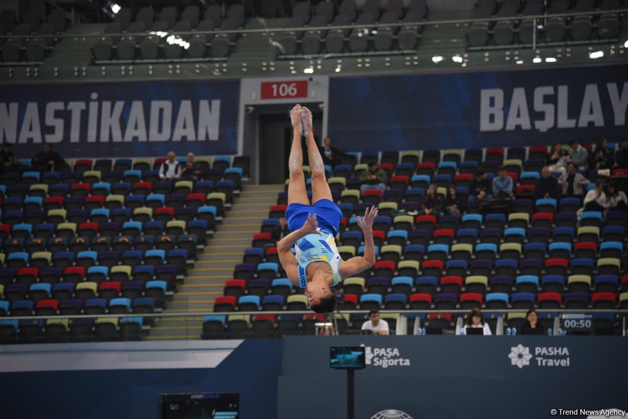 Qazaxıstanlı gimnast Bakıda keçirilən FIG Dünya Kubokunda sərbəst hərəkətlər üzrə qızıl medal qazanıb (FOTO)