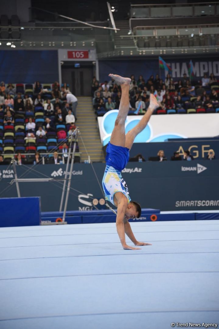 Qazaxıstanlı gimnast Bakıda keçirilən FIG Dünya Kubokunda sərbəst hərəkətlər üzrə qızıl medal qazanıb (FOTO)