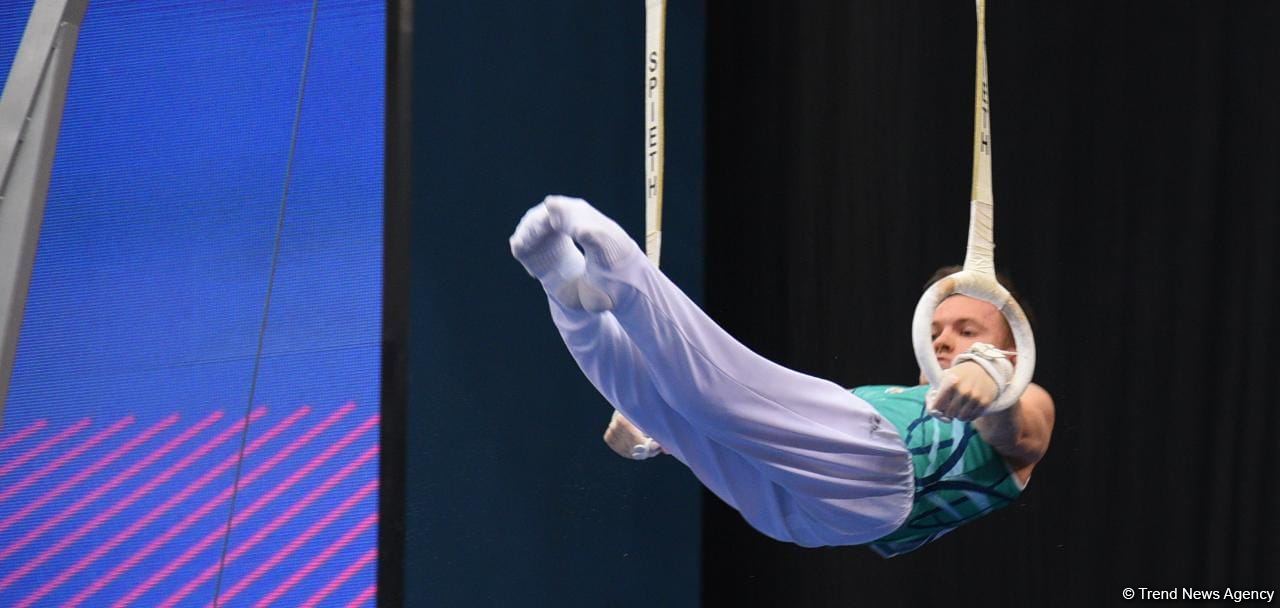 FIG Dünya Kuboku: Azərbaycanlı gimnast halqalarla hərəkət üzrə qızıl medal qazanıb (FOTO)