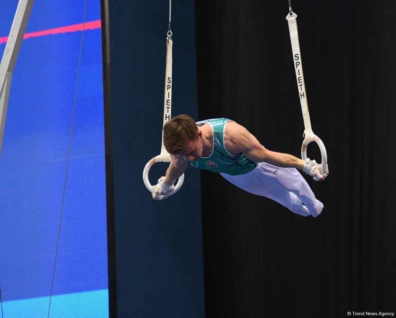 FIG Dünya Kuboku: Azərbaycanlı gimnast halqalarla hərəkət üzrə qızıl medal qazanıb (FOTO)