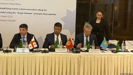 Transxəzər Şərq-Qərb Dəhlizi ilə tranzitin sadələşdirilməsi üzrə sənəd imzalanıb (FOTO)