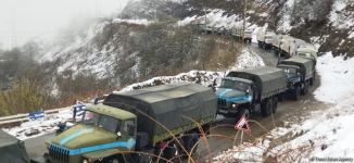 Sülhməramlılara aid 13 maşın Laçın yolundan maneəsiz keçib (FOTO)