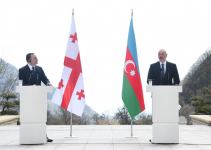 Prezident İlham Əliyev və Gürcüstanın Baş naziri İraklı Qaribaşvili mətbuata bəyanatlarla çıxış ediblər (FOTO/VİDEO) (YENİLƏNİB)