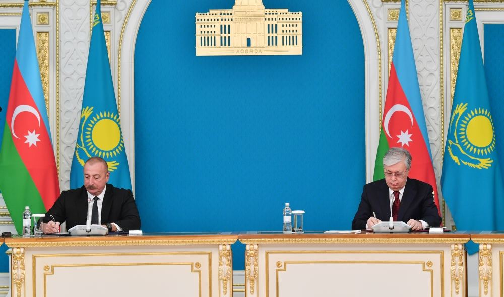 Azərbaycan-Qazaxıstan sənədləri imzalanıb (FOTO/VİDEO) (YENİLƏNİB)