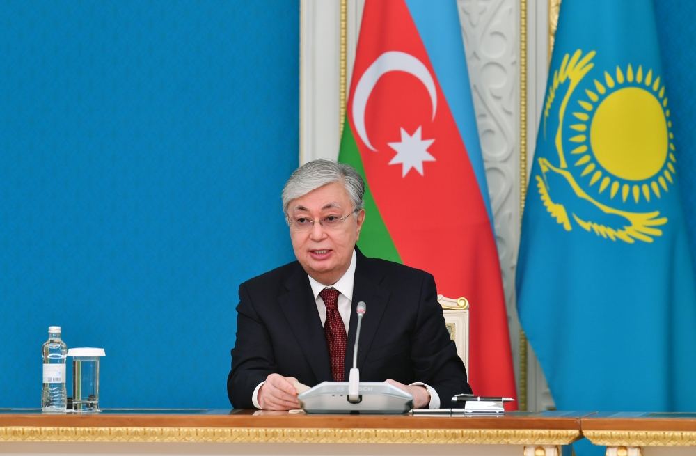 Azərbaycan və Qazaxıstan prezidentləri mətbuata bəyanatlarla çıxış ediblər (FOTO/VİDEO) (YENİLƏNİB)