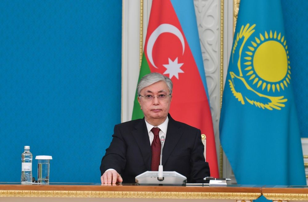 Azərbaycan və Qazaxıstan prezidentləri mətbuata bəyanatlarla çıxış ediblər (FOTO/VİDEO) (YENİLƏNİB)