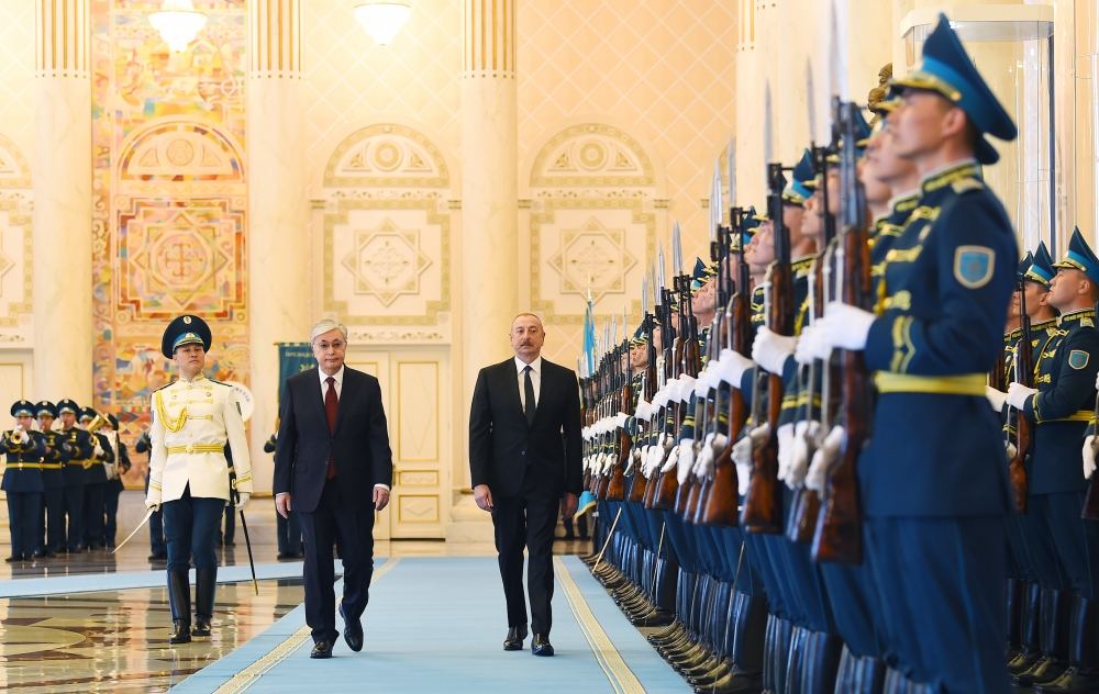 Prezident İlham Əliyevin Astanada rəsmi qarşılanma mərasimi olub (FOTO/VİDEO) (YENİLƏNİB)