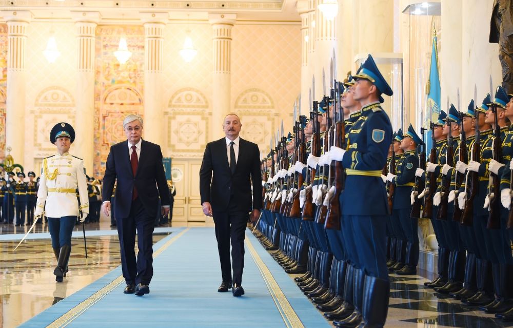 Prezident İlham Əliyevin Astanada rəsmi qarşılanma mərasimi olub (FOTO/VİDEO) (YENİLƏNİB)