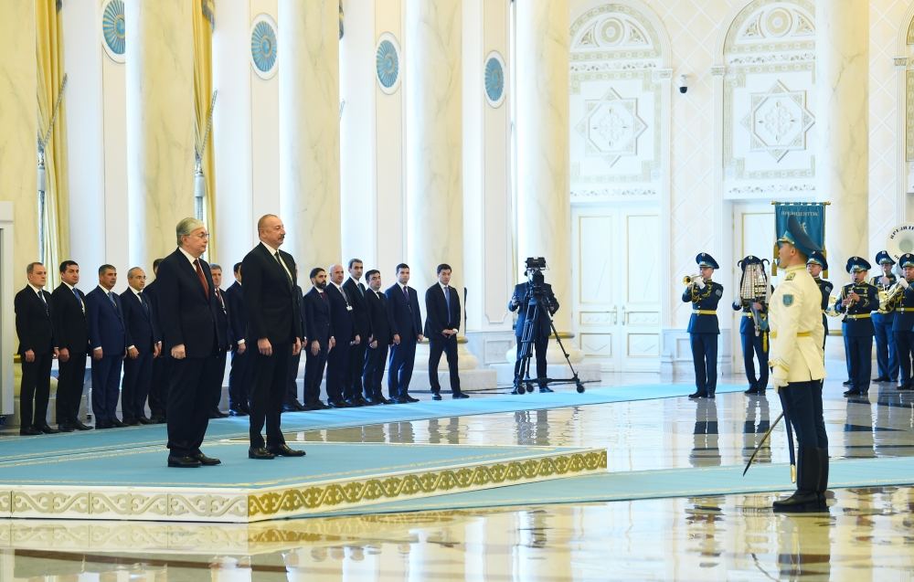 Prezident İlham Əliyevin Astanada rəsmi qarşılanma mərasimi olub (FOTO/VİDEO) (YENİLƏNİB)