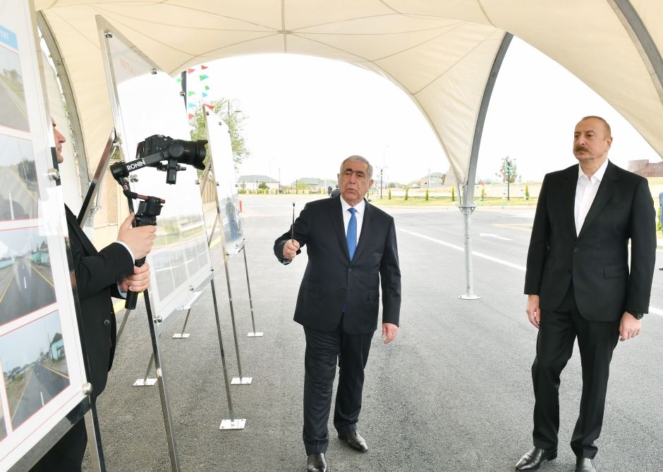 Prezident İlham Əliyev Neftçalada avtomobil yolunun açılışında iştirak edib (FOTO/VİDEO) (YENİLƏNİB)