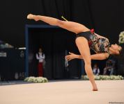 Bakıda bədii gimnastika üzrə Dünya Kuboku yarışlarının ikinci günündən maraqlı anlar (FOTO)