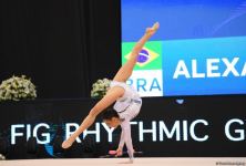 Bakıda bədii gimnastika üzrə Dünya Kuboku yarışlarının ikinci günündən maraqlı anlar (FOTO)