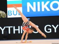 Bakıda bədii gimnastika üzrə Dünya Kuboku yarışlarının ikinci günündən maraqlı anlar (FOTO)