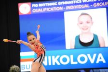 Bakıda bədii gimnastika üzrə Dünya Kuboku yarışlarının ikinci günündən maraqlı anlar (FOTO)