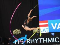 Bakıda bədii gimnastika üzrə Dünya Kuboku yarışlarının ikinci günündən maraqlı anlar (FOTO)