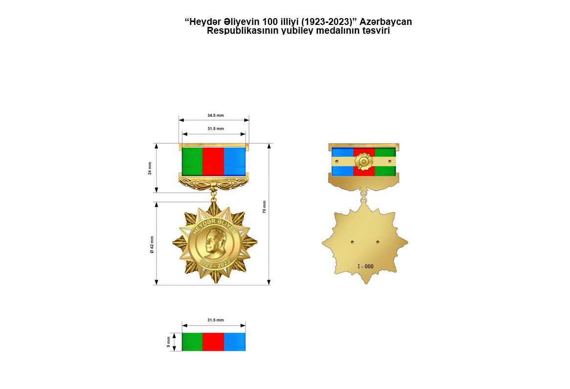 “Heydər Əliyevin 100 illiyi (1923-2023)” yubiley medalı təsis edilib