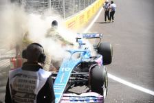 Formula 1 komandalarının sərbəst yürüşündə boliddə yanğın olub (FOTO/VİDEO)