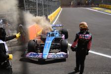 Formula 1 komandalarının sərbəst yürüşündə boliddə yanğın olub (FOTO/VİDEO)