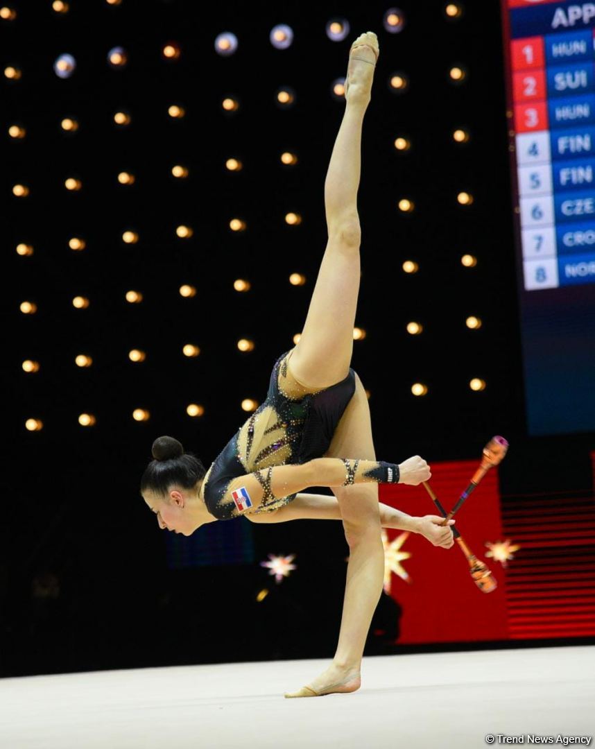 Bakıda bədii gimnastika üzrə 39-cu Avropa çempionatı yarışlarının üçüncü gününə start verilib (FOTO)