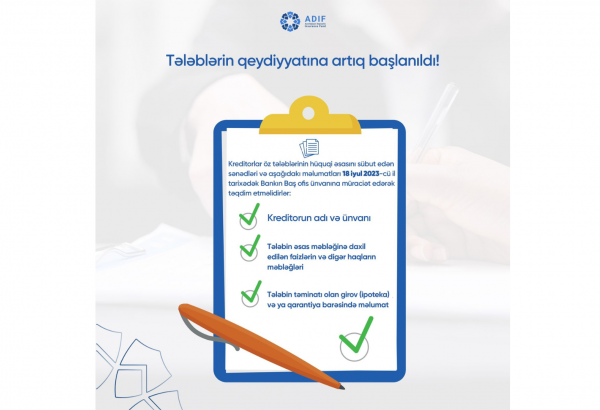 “Günay Bank”ın kreditorlarının tələblərinin qeydiyyatına başlanılıb