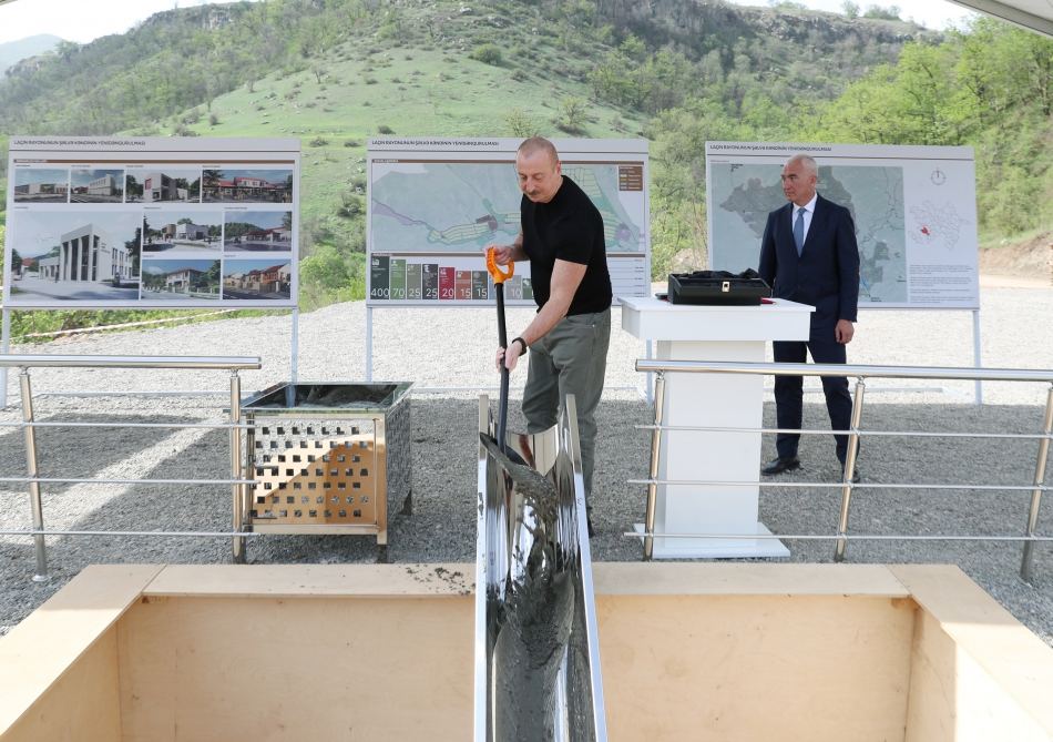 Prezident İlham Əliyev Laçın rayonunun Şəlvə kəndinin təməlini qoyub (YENİLƏNİB) (FOTO/VİDEO)
