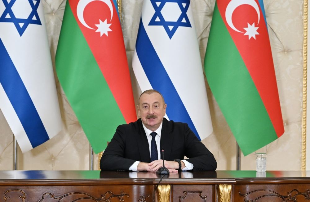 Azərbaycan və İsrail prezidentləri mətbuata bəyanatlarla çıxış ediblər (YENİLƏNİB)(FOTO)