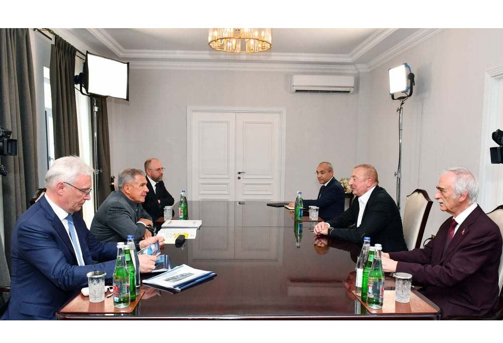 Azərbaycan Prezidenti İlham Əliyevin Tatarıstan Respublikasının Rəisi Rüstəm Minnixanov ilə görüşü olub (FOTO/VİDEO) (YENİLƏNİB)