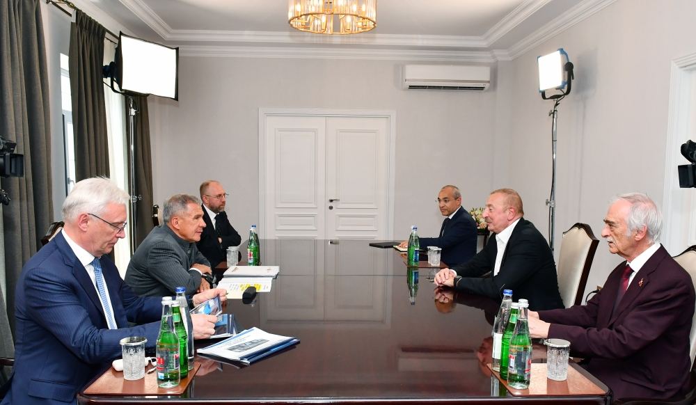 Azərbaycan Prezidenti İlham Əliyevin Tatarıstan Respublikasının Rəisi Rüstəm Minnixanov ilə görüşü olub (FOTO/VİDEO) (YENİLƏNİB)