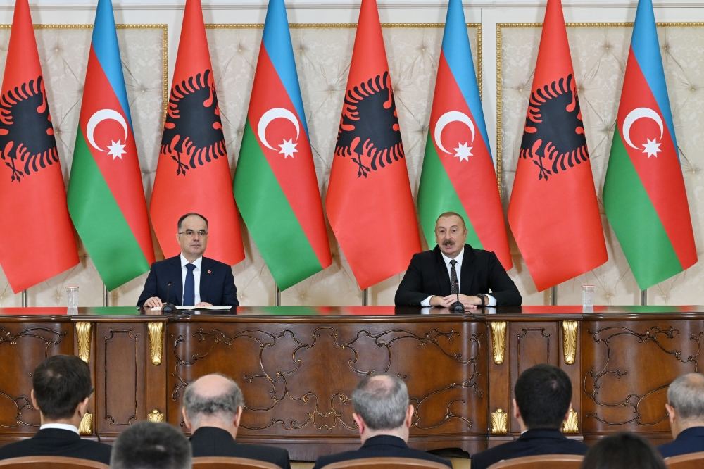Azərbaycan və Albaniya prezidentləri mətbuata bəyanatlarla çıxış ediblər (FOTO/VİDEO) (YENİLƏNİB)