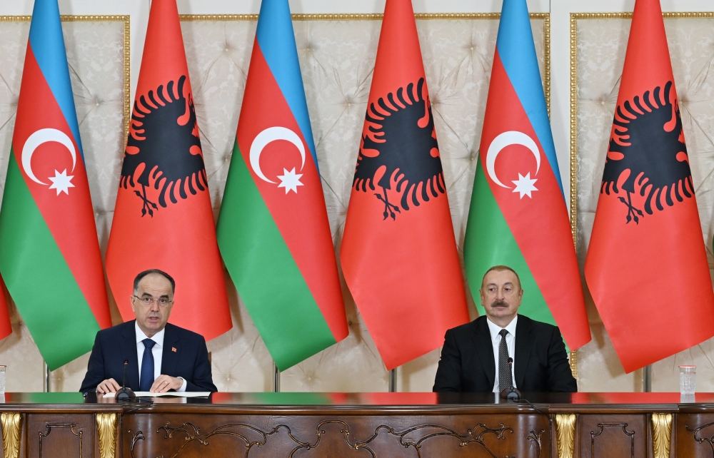 Azərbaycan və Albaniya prezidentləri mətbuata bəyanatlarla çıxış ediblər (FOTO/VİDEO) (YENİLƏNİB)