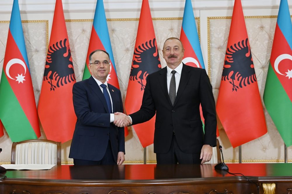 Azərbaycan və Albaniya prezidentləri mətbuata bəyanatlarla çıxış ediblər (FOTO/VİDEO) (YENİLƏNİB)