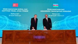 Prezident İlham Əliyev və Rəcəb Tayyib Ərdoğan İğdır-Naxçıvan qaz kəmərinin təməlqoyma mərasimində iştirak ediblər (YENİLƏNİB)  (FOTO/VİDEO)