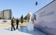 Prezident İlham Əliyev və birinci xanım Mehriban Əliyeva Bakıda inşası davam etdirilən Zəfər parkında olublar (FOTO/VİDEO) (YENİLƏNİB)