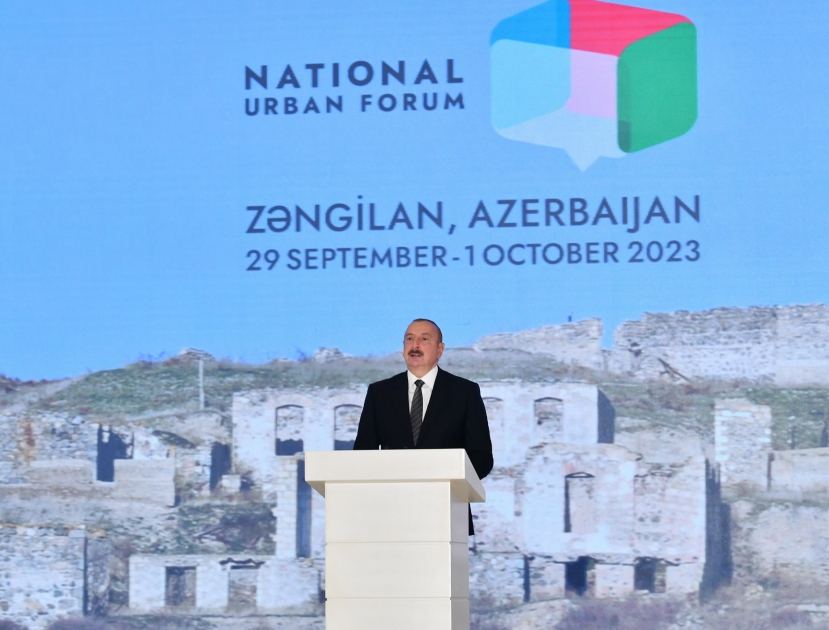 Prezident İlham Əliyev Zəngilanda 2-ci Azərbaycan Milli Şəhərsalma Forumunda çıxış edib (FOTO) (YENİLƏNİB)