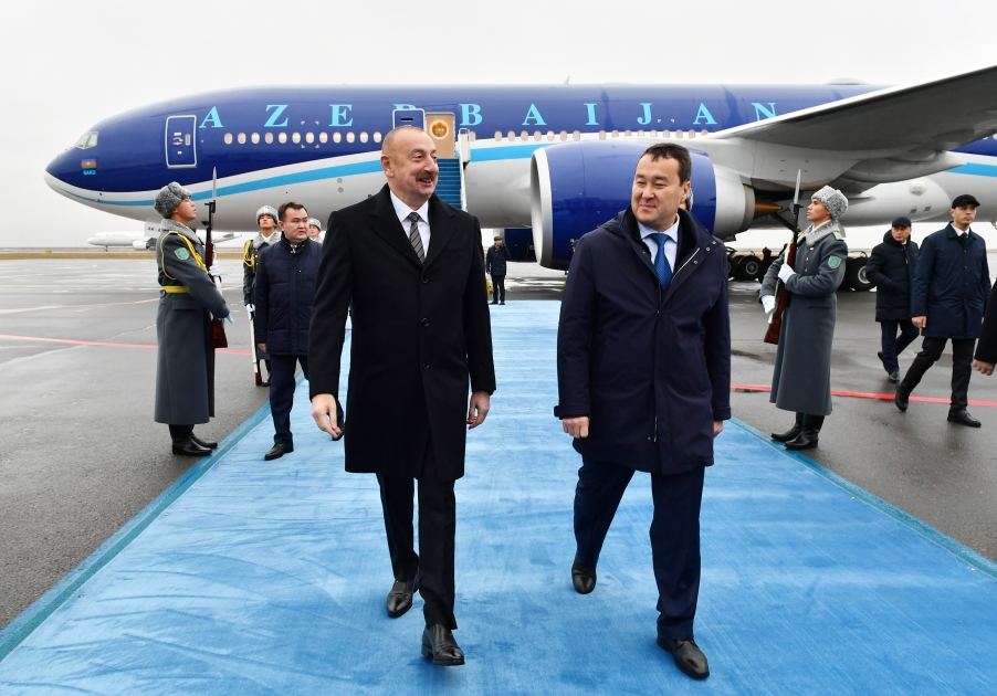 Prezident İlham Əliyev Qazaxıstana səfərə gəlib (FOTO/VİDEO)