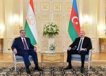 Azərbaycan Prezidenti İlham Əliyev Tacikistan Prezidenti Emoməli Rəhmon ilə görüşüb (FOTO/VİDEO) (YENİLƏNİB)