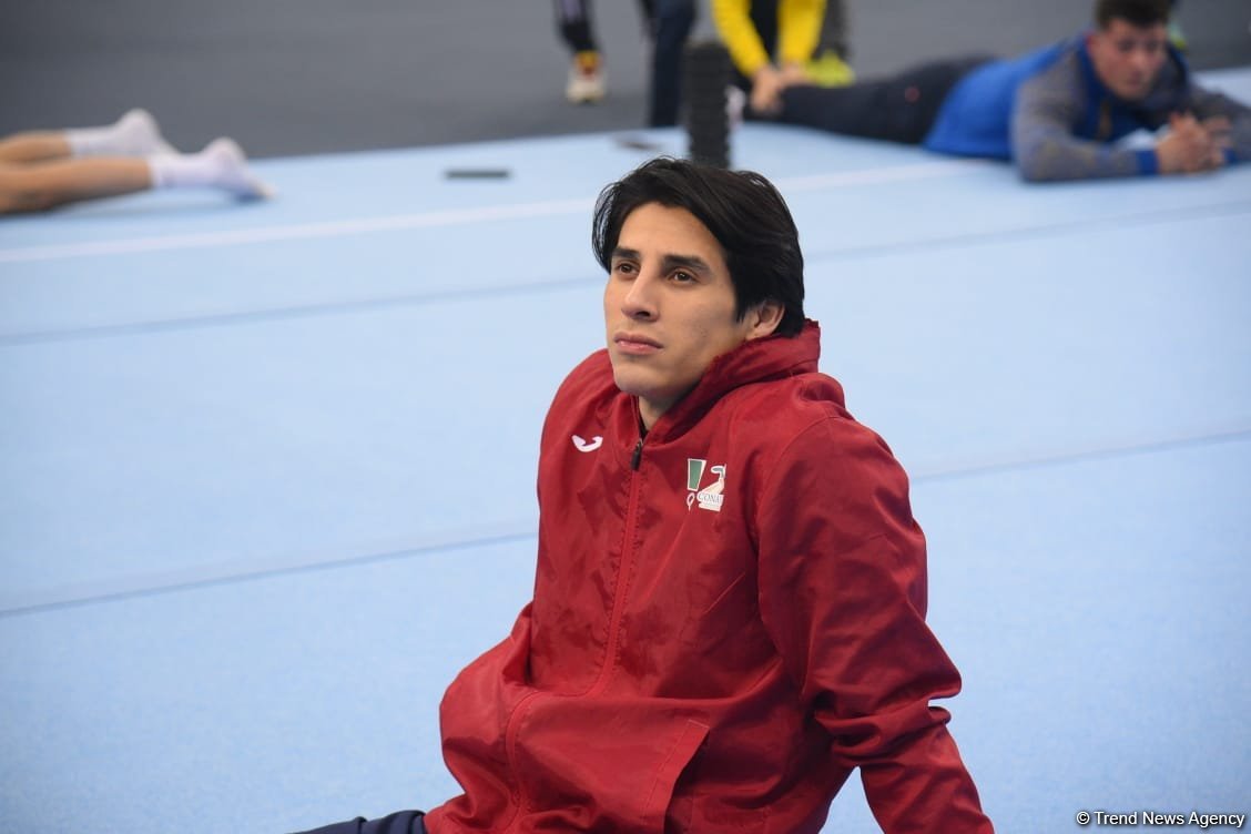 İdman gimnastikası üzrə Dünya Kubokunda iştirak edəcək idmançıların podium məşqlərindən FOTOREPORTAJ