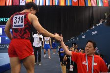 Bakıda idman gimnastikası üzrə FIG Dünya Kubokunun üçüncü günü keçirilir (FOTO)