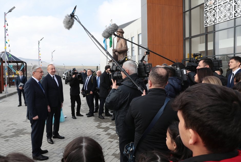 Azərbaycan və Qazaxıstan prezidentləri Füzulidə Kurmanqazı adına Uşaq Yaradıcılıq Mərkəzinin açılış mərasimində iştirak ediblər (FOTO/VİDEO) (YENİLƏNİB)