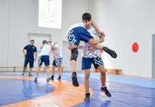 Avropa çempionatında yüksək nəticələr əldə etmiş güləşçilərlə və Xarici Dillər Təmayüllü Gimnaziyada təhsil alan şagird-güləşçilərlə görüş keçirilib (FOTO)