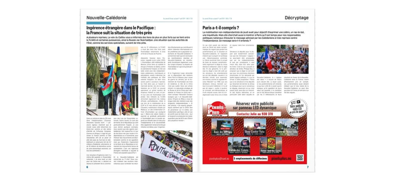 Yeni Kaledoniyada Azərbaycanın dekolonizasiya işinə dəstəyi ilə bağlı məqalə dərc olundu (FOTO)